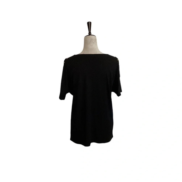 Carmen Marc Valvo top womens SZ L black cold shoulder feminine goth witchycor… - Picture 3 of 7